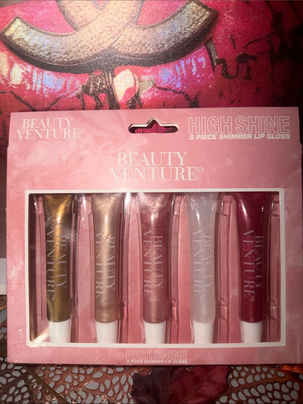 Beauty Venture High Shine 5-Piece Shimmer Lip Gloss Set - Pink (5)Shades